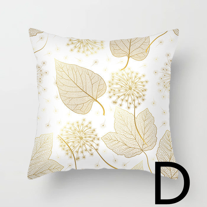 Sequined Pillowcase Leaf Flower Gold Flannel Bedside Backrest