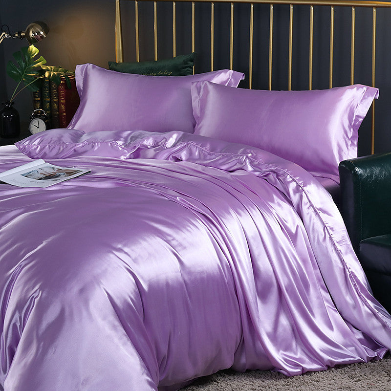 Summer Cool Quilt Cover Satin Sheet Ice Silk Four-piece Air Conditioner