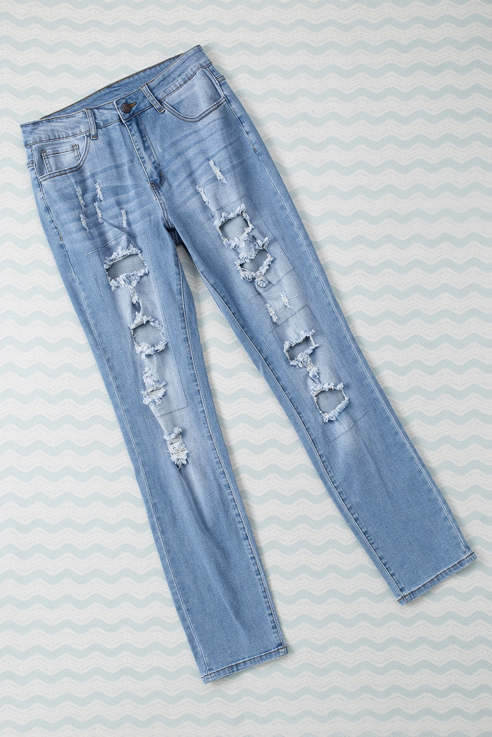 HAMMER AND FREE Graphic Cutout Ribbed Jeans