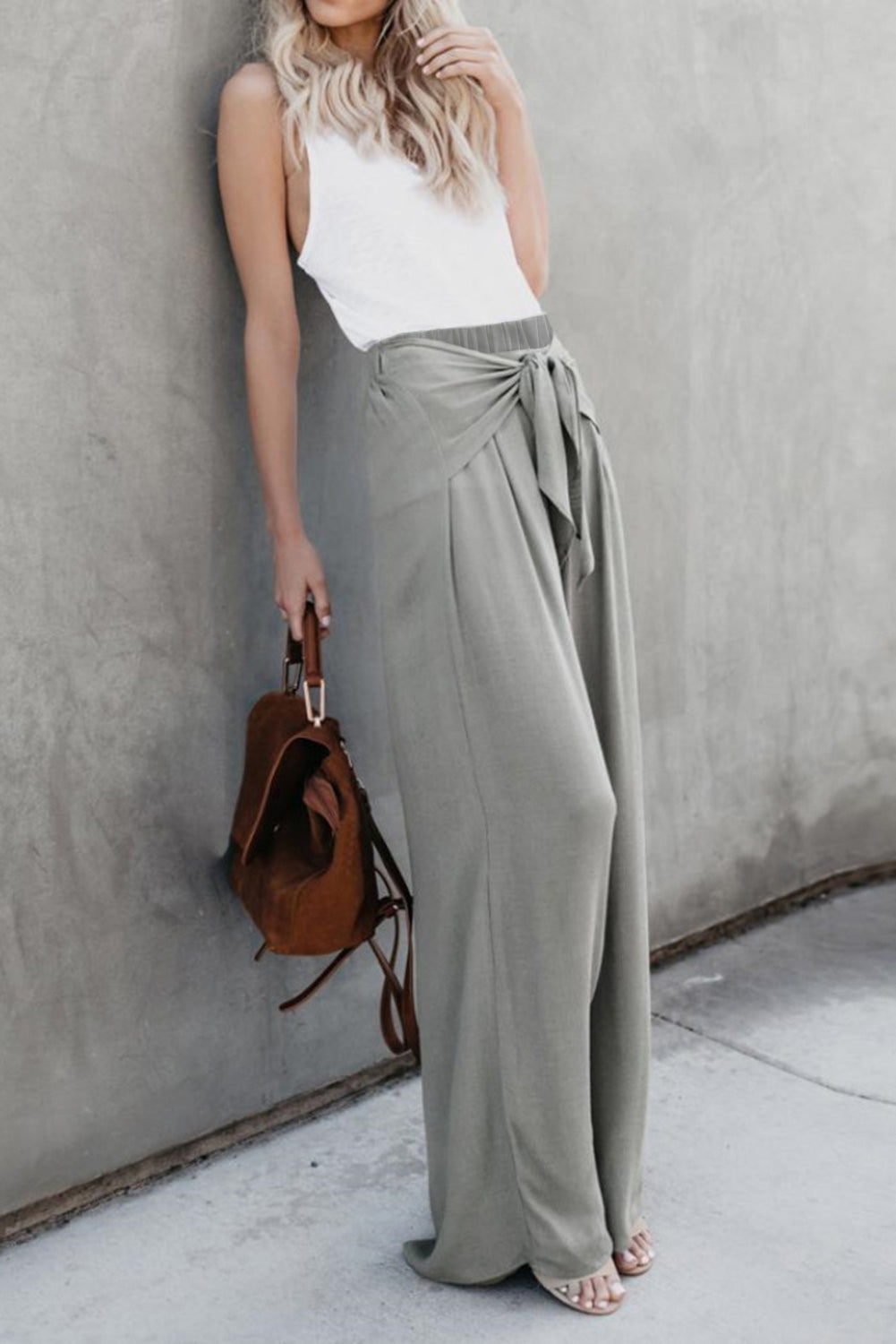 Tie Knot Wide Leg Pants