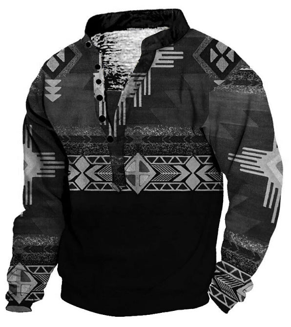 Men's Ethnic Totem Vintage Print Outdoor Casual Sweatshirt