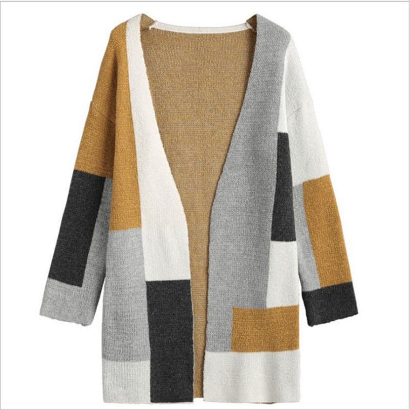 Explosive hit color long-sleeved loose sweater cardigan