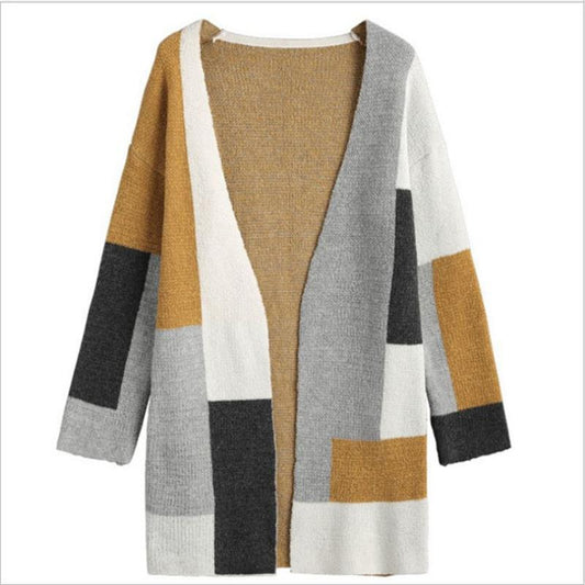 Explosive hit color long-sleeved loose sweater cardigan