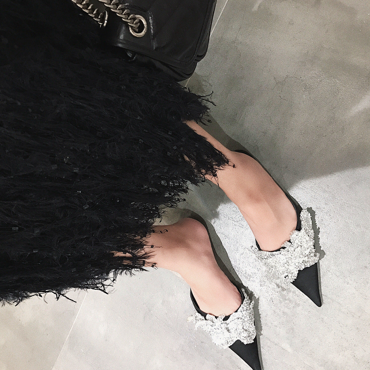 T4434 handmade feather knit skirt