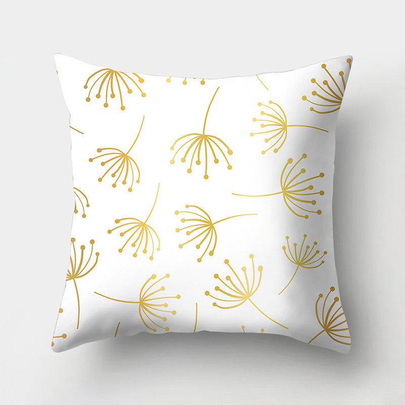 Sequined Pillowcase Leaf Flower Gold Flannel Bedside Backrest