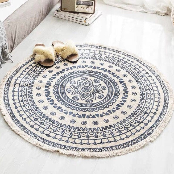 Nordic Cotton And Linen Round Carpet Retro Decoration