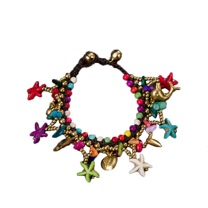 Boho Style New Beach Jewelry Starfish Pendant Bracelet Women Hand-woven Bracelet