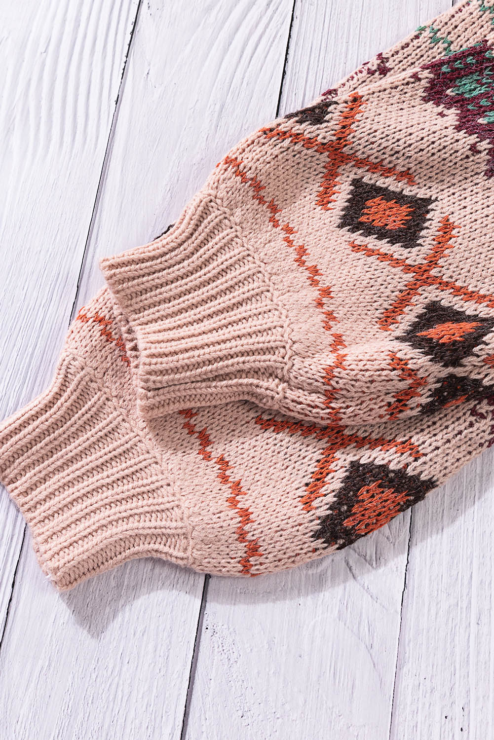 Multicolor Tribal Pattern V Neck Button Front Cardigan