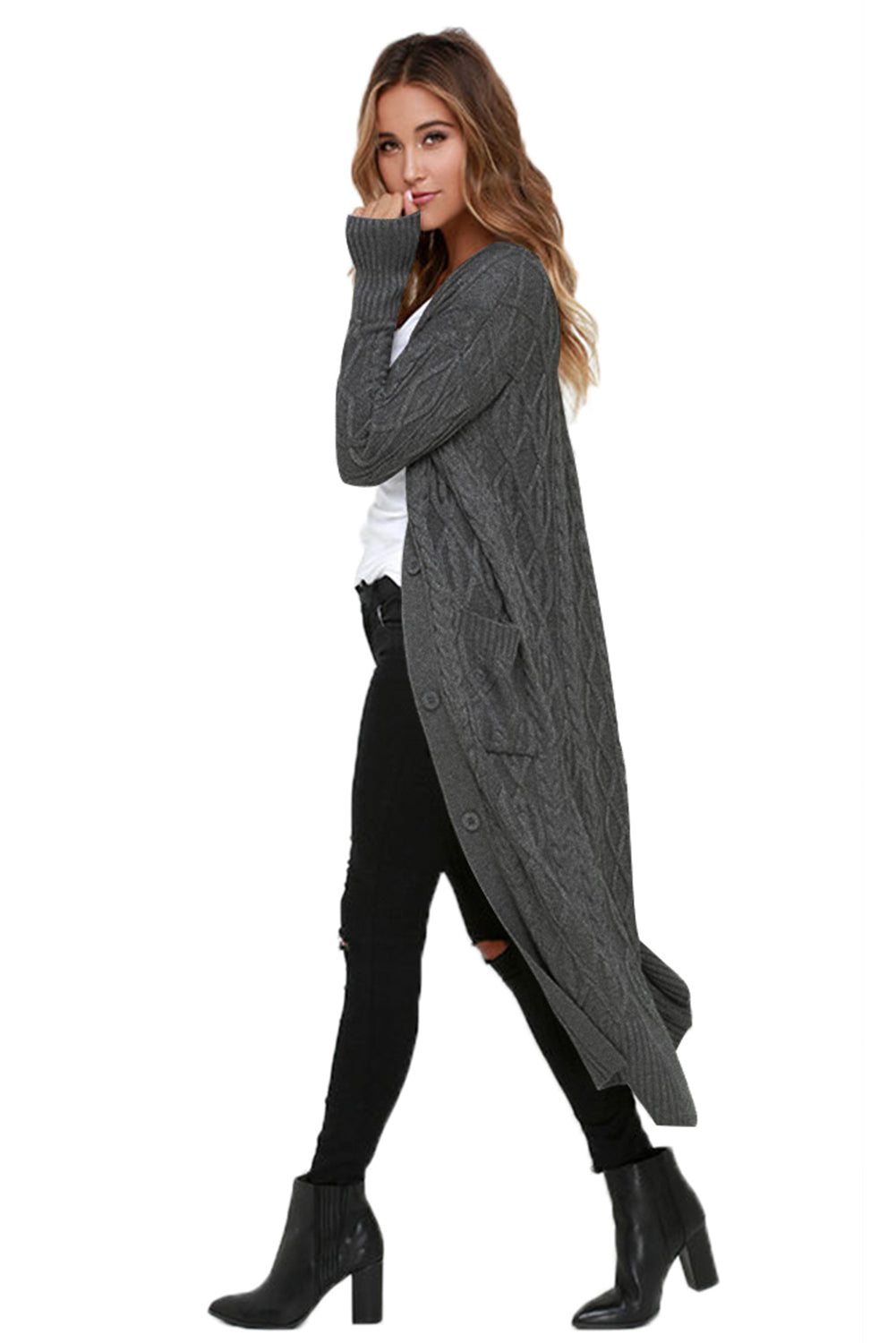 Cable Knit Long Cardigan