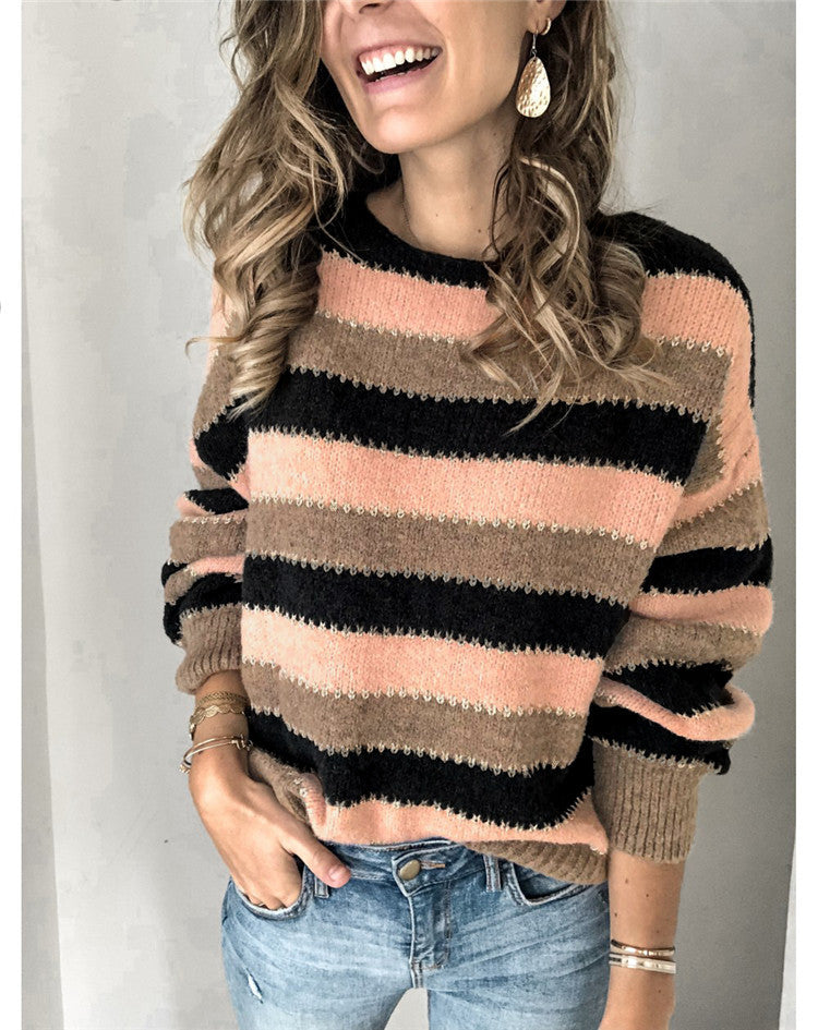Inter-color stitching sweater