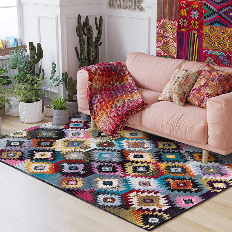 Ethnic wind flower mat