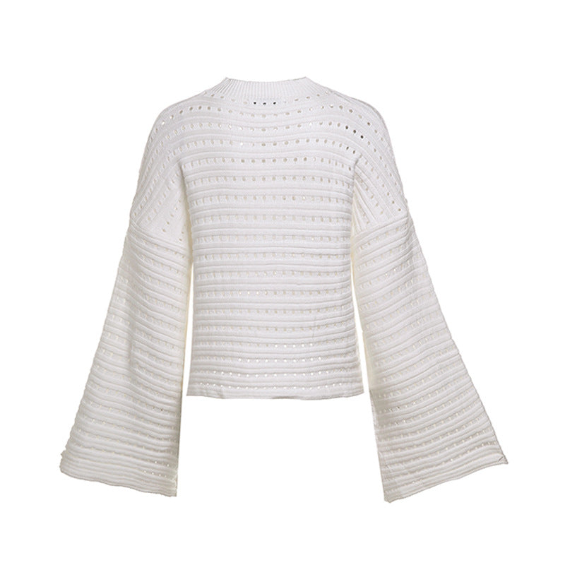 Flared sleeve casual sweater