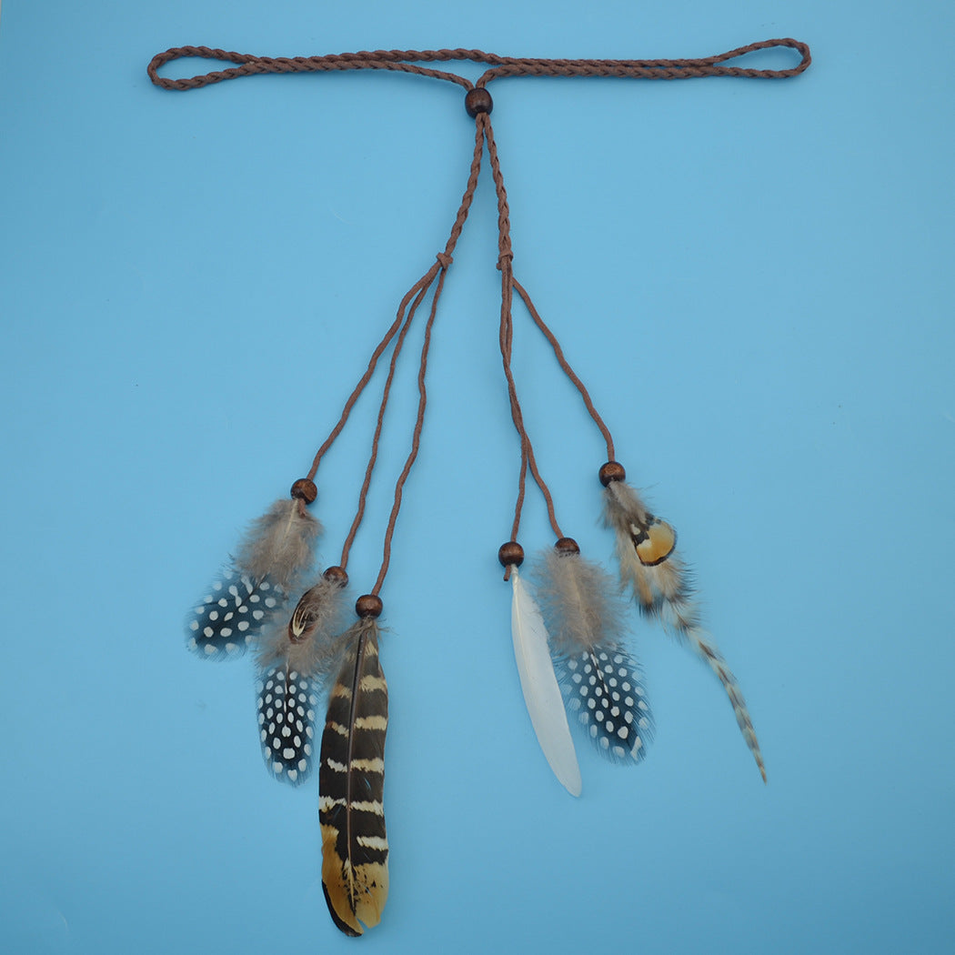 Fashionable ethnic feather hair band