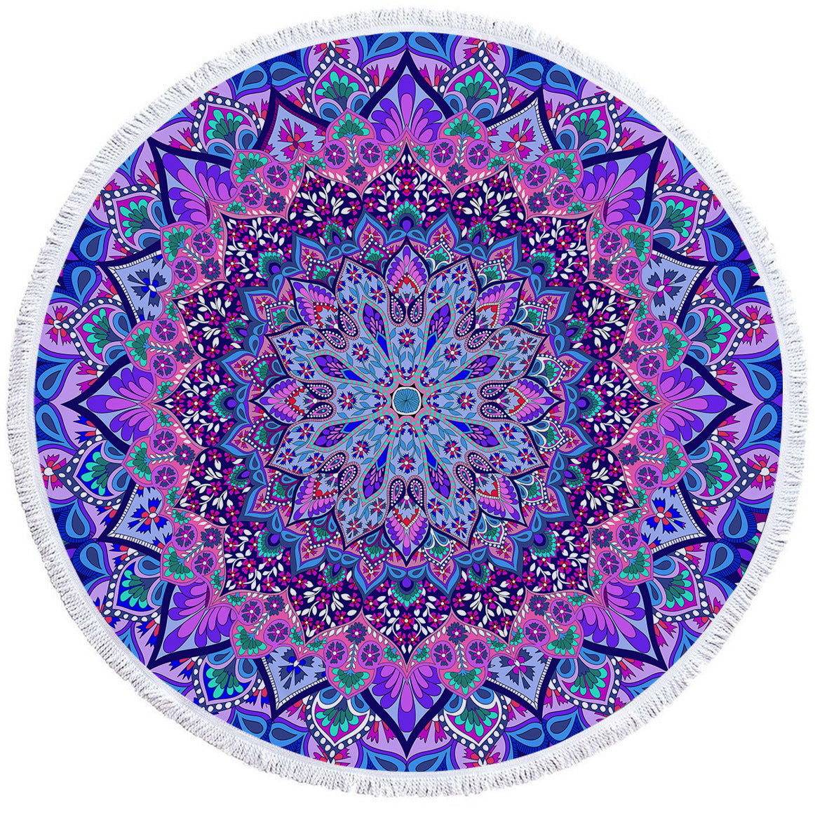 Diameter round flower fuchsia beach towel