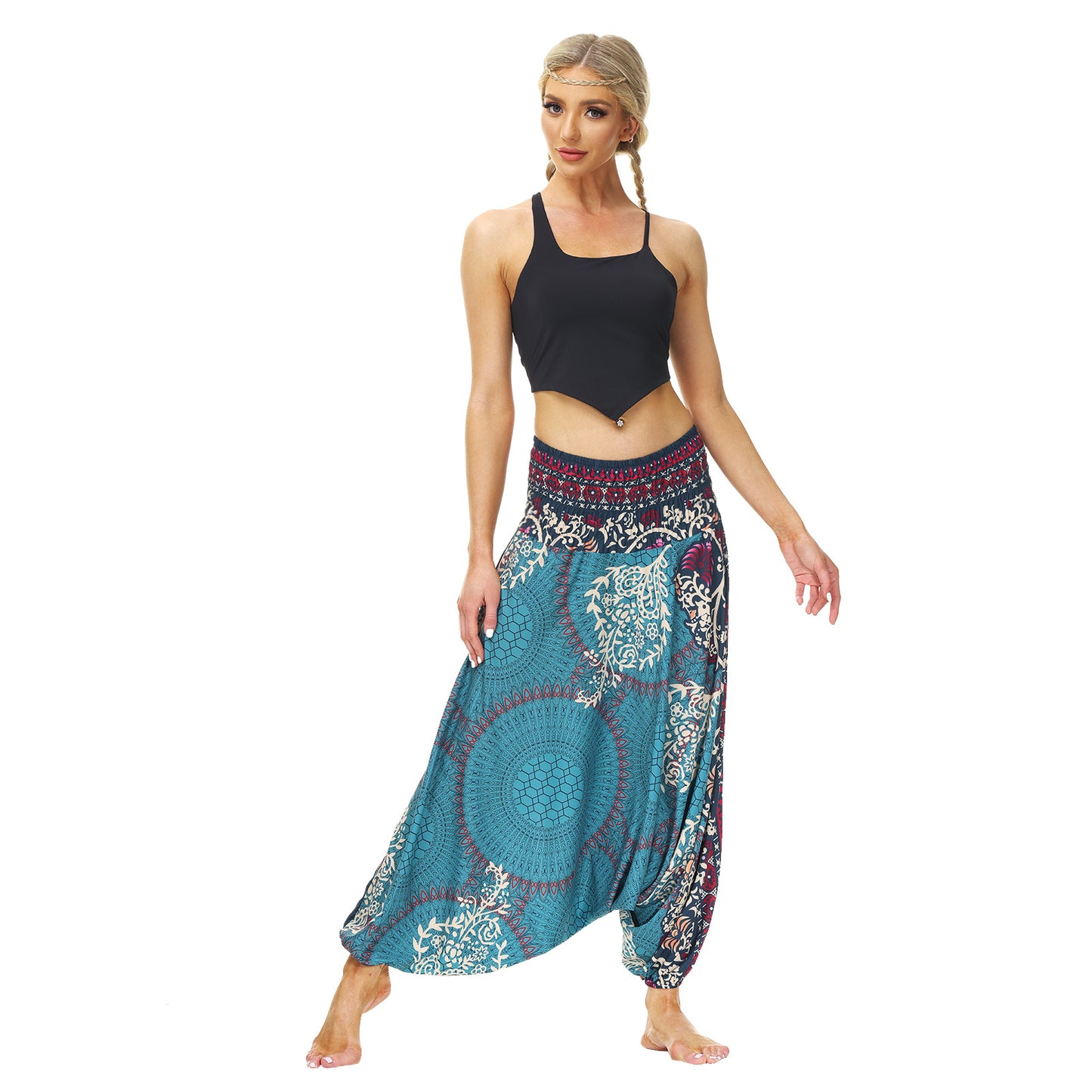 Digitally Printed Boho Casual Wide Leg Pants