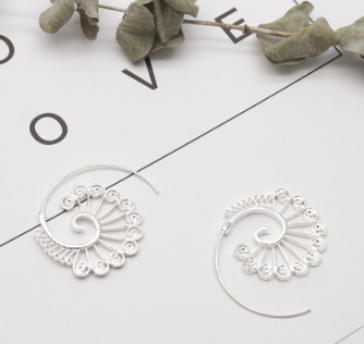 Ethnic Round Spiral Gear Earrings