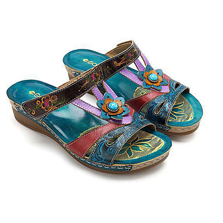 Embroidered ethnic style flower sandals and slippers