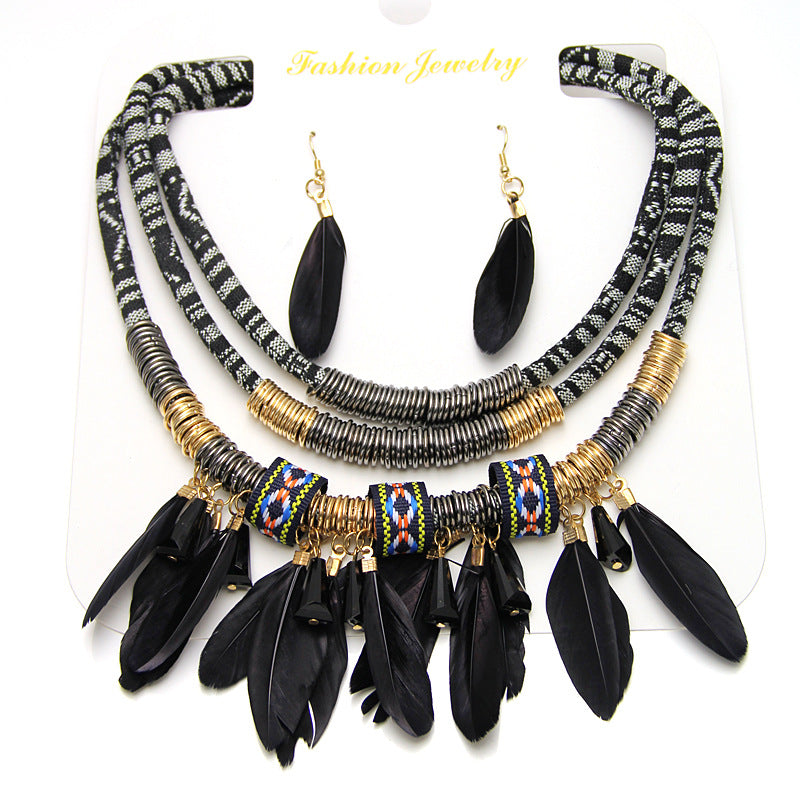European and American popular necklaces, feather pendants, wholesale, necklaces and earrings