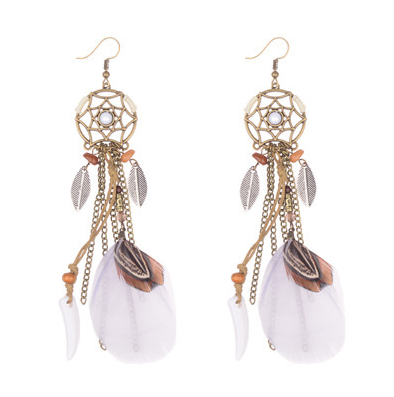Europe and America exaggerated earrings jewelry fashion dream catcher earrings feather leaves earrings