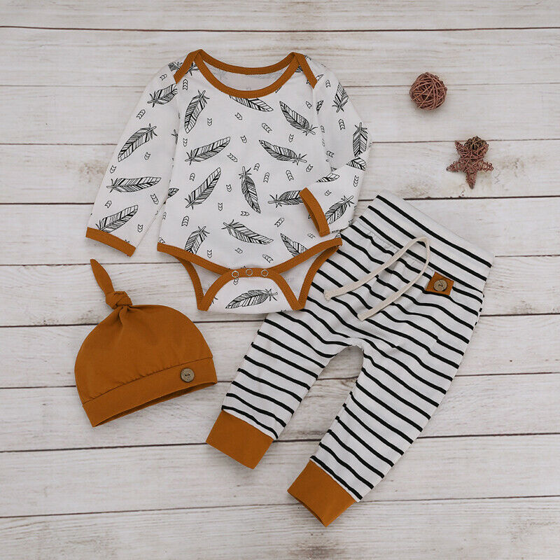 Striped printed feather children's wear