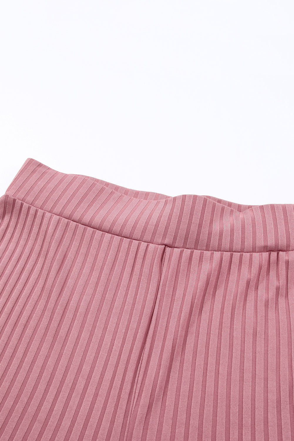 Ribbed Knit High Rise Wide Leg Pants