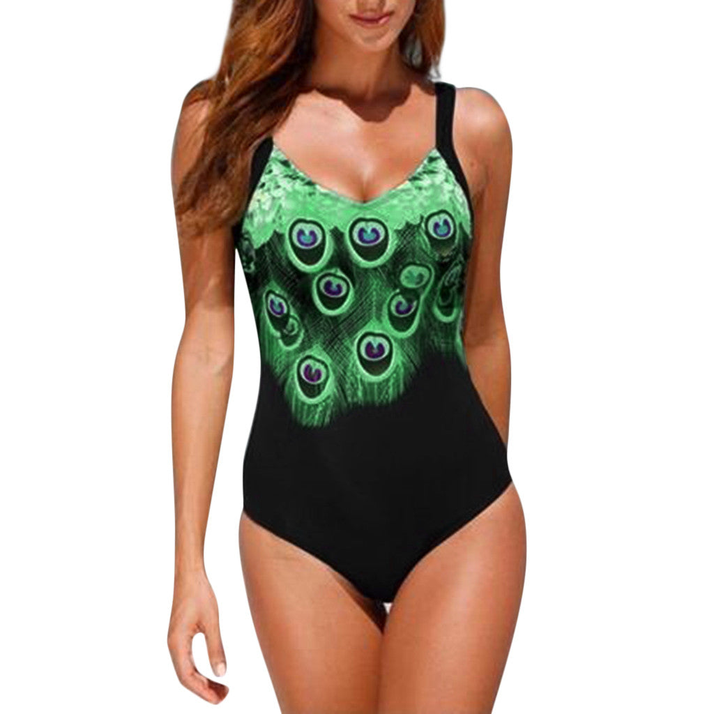 Feather positioning print bikini