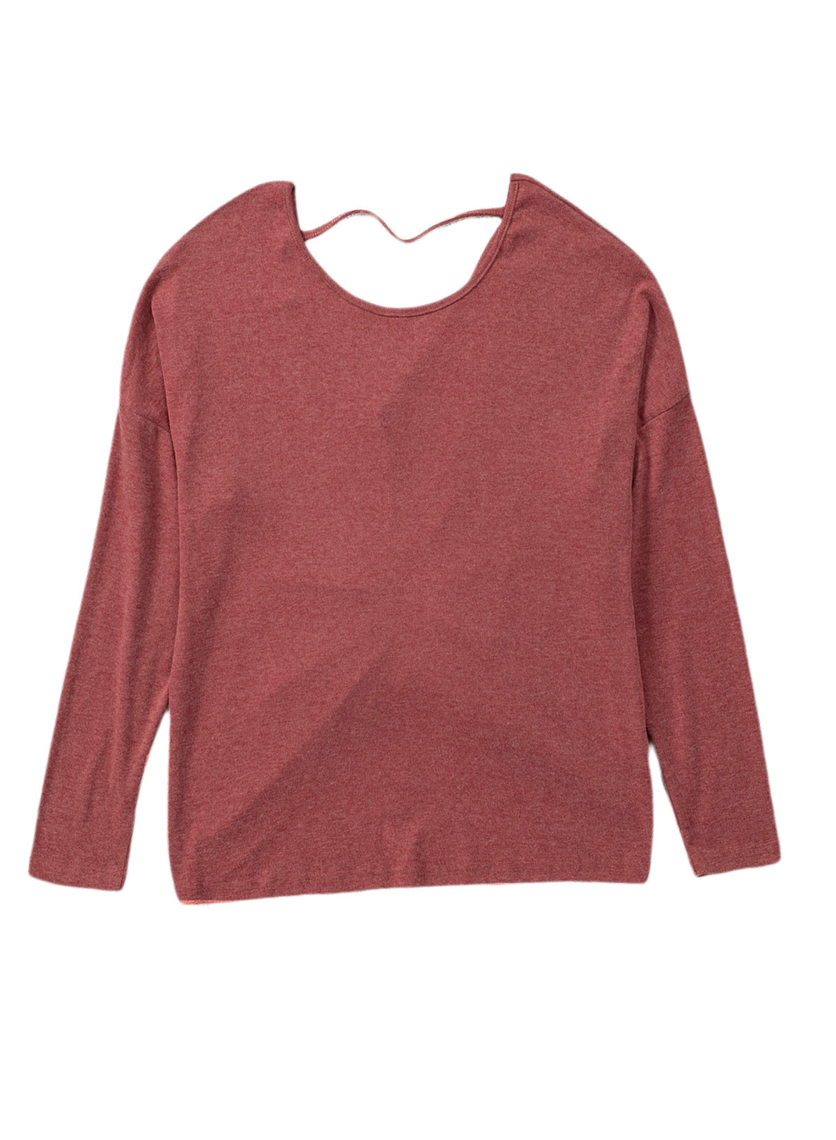 Hollow-out Ruched Back Long Sleeve Top