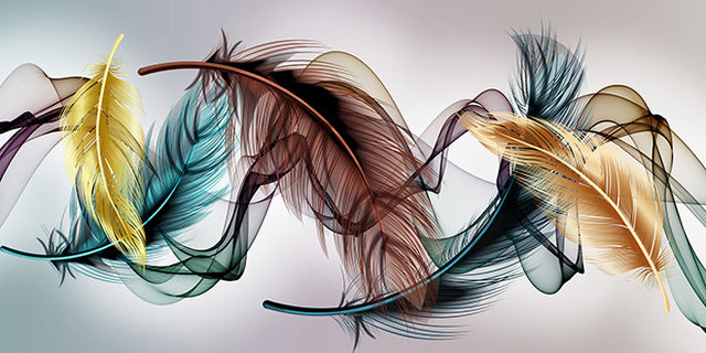 Large Ginkgo Leaf And Feathers Square Rhinestone Mosaic Embroidery Round Decoration Nordic Poster