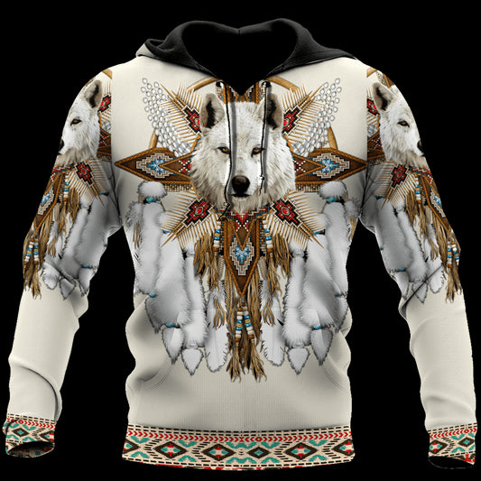Men's Women's 3D Full Version Indian Indian Wolf Hoodie