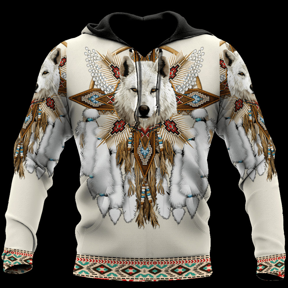 Men's Women's 3D Full Version Indian Indian Wolf Hoodie