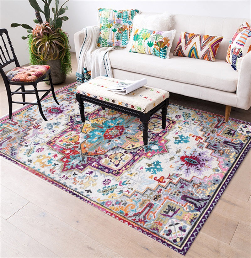 Ethnic wind flower mat