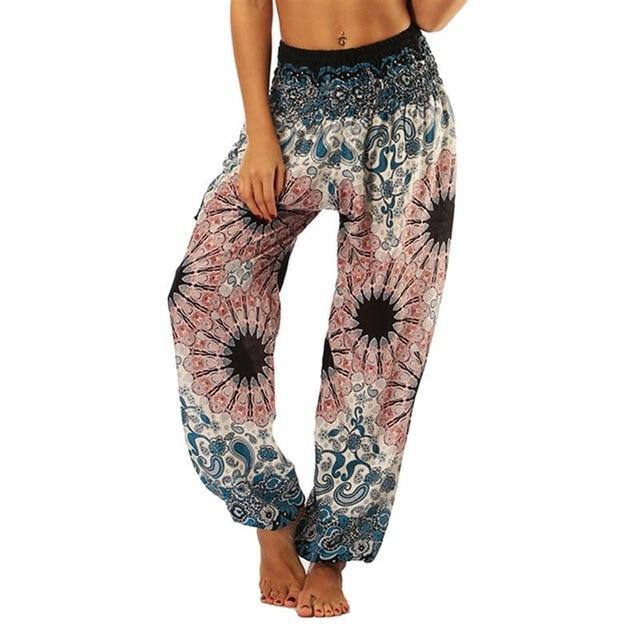 Digital Printed Lantern Pants Loosely Thin Elastic Waist Harem Pants