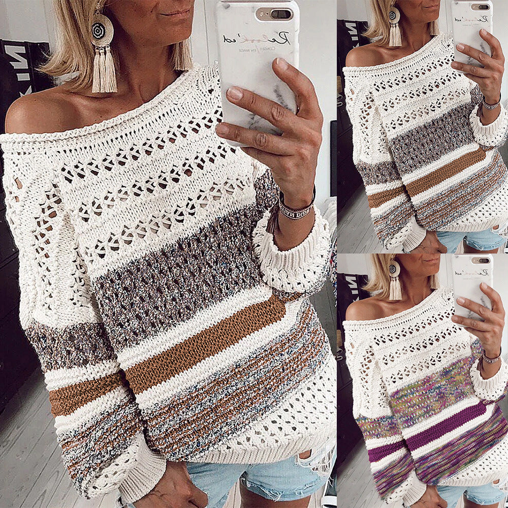 Printed round neck sweater