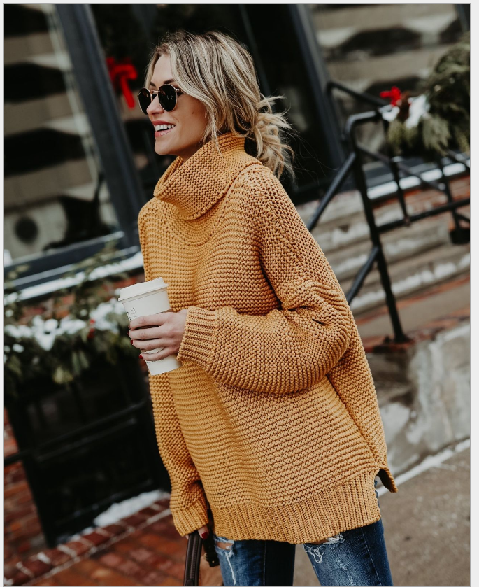 Autumn and winter new sweater temperament commuter high collar pullover sweater