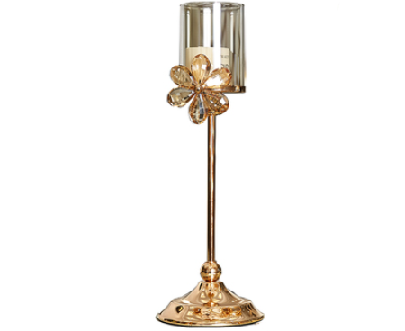 Feather Container Crystal Candle Holder Home Dining Table Candlelight Dinner