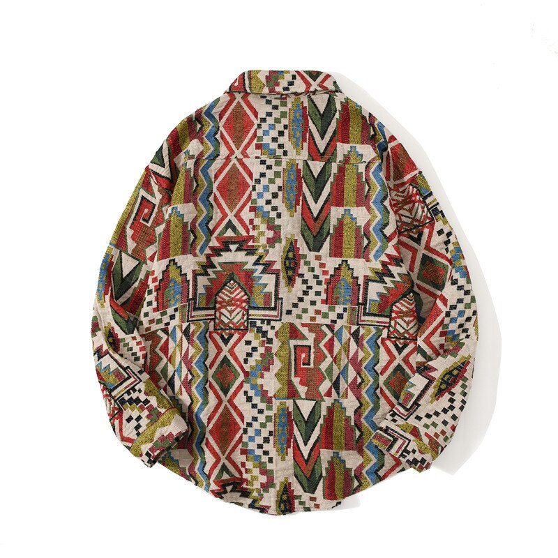 Retro ethnic brushed shirt