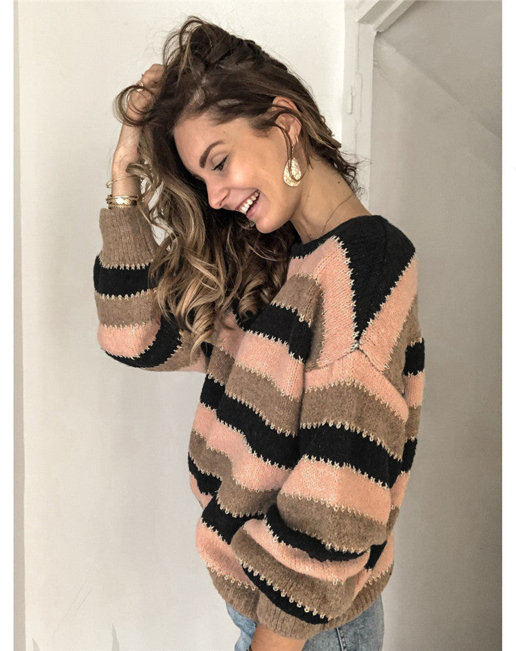 Inter-color stitching sweater
