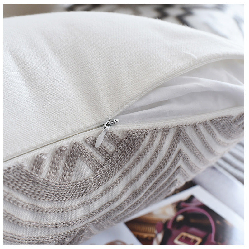 Nordic geometric embroidery pillowcase