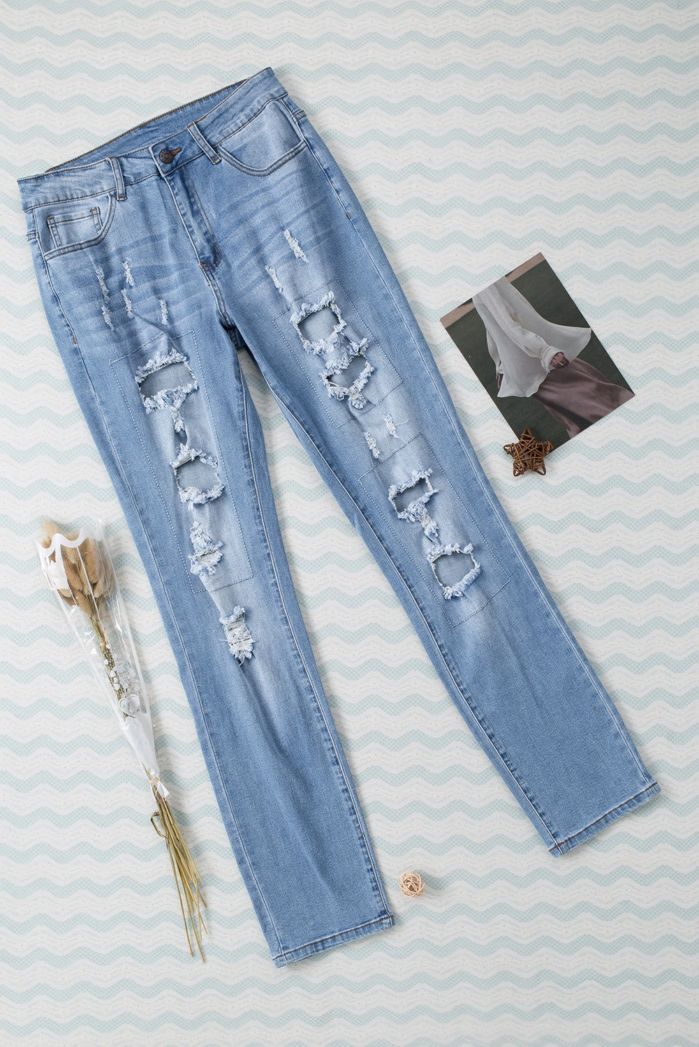 HAMMER AND FREE Graphic Cutout Ribbed Jeans