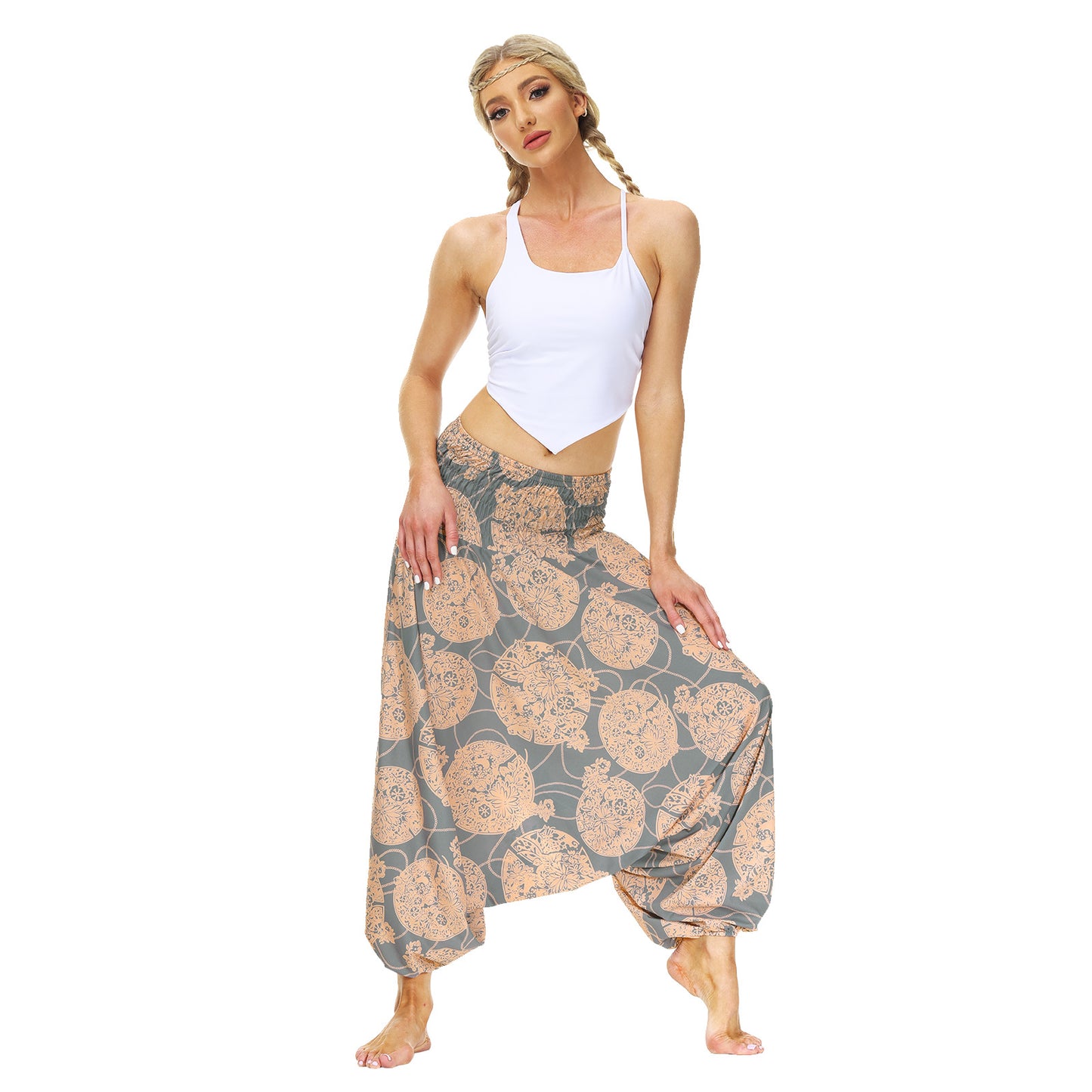 Digitally Printed Boho Casual Wide Leg Pants