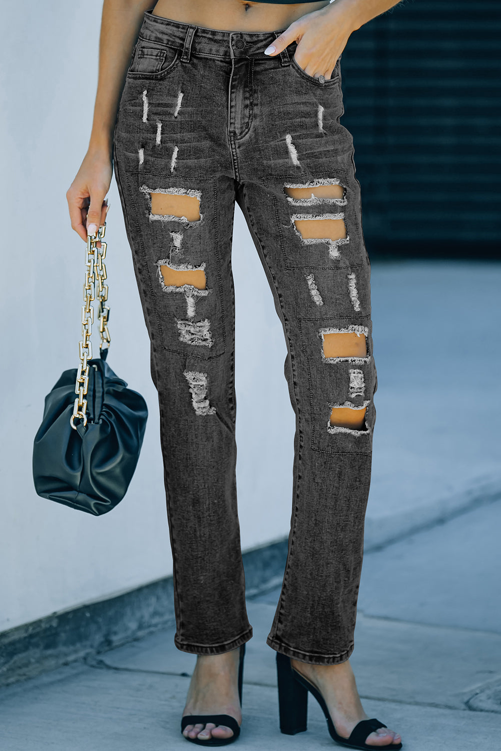 HAMMER AND FREE Graphic Cutout Ribbed Jeans