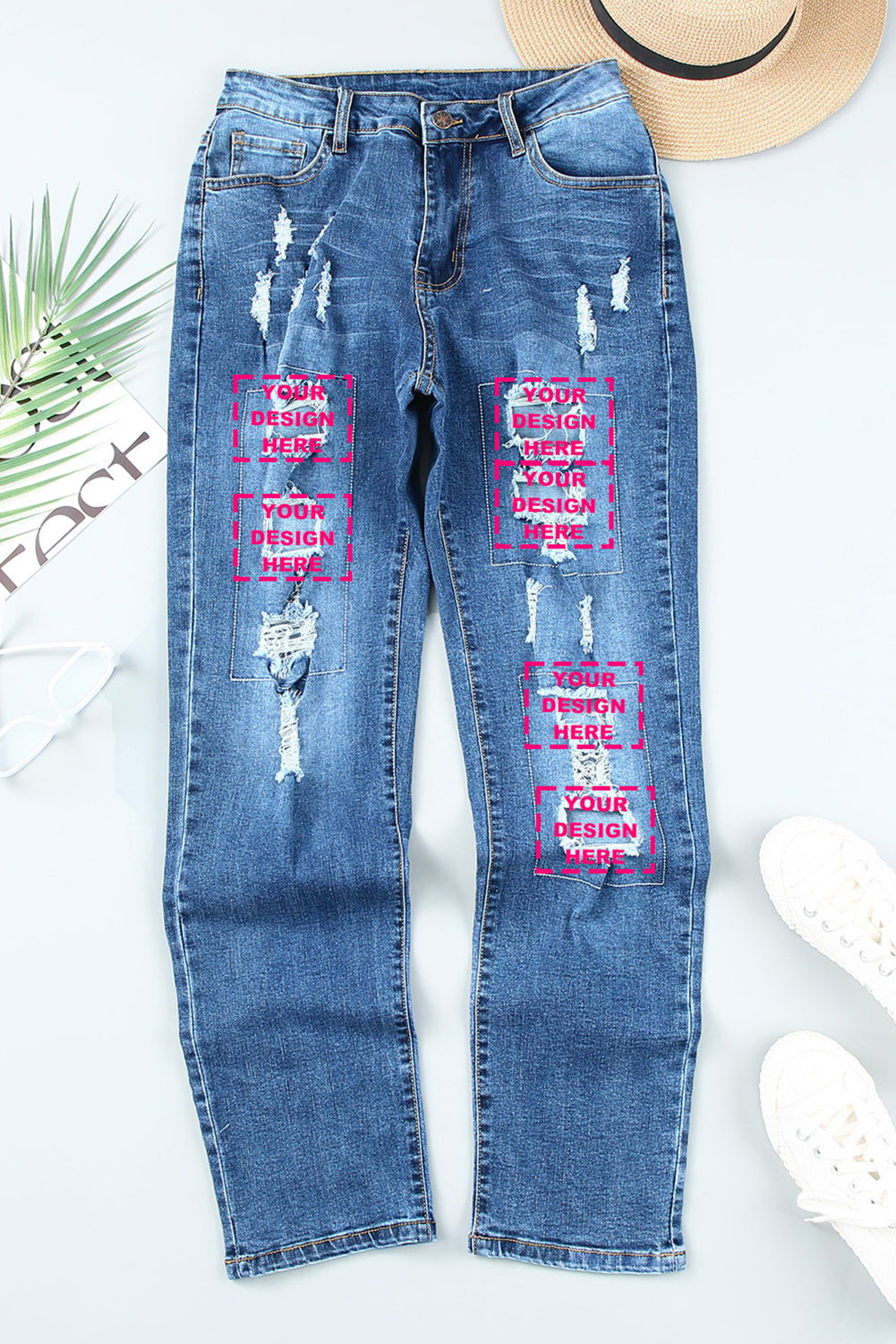 HAMMER AND FREE Graphic Cutout Ribbed Jeans