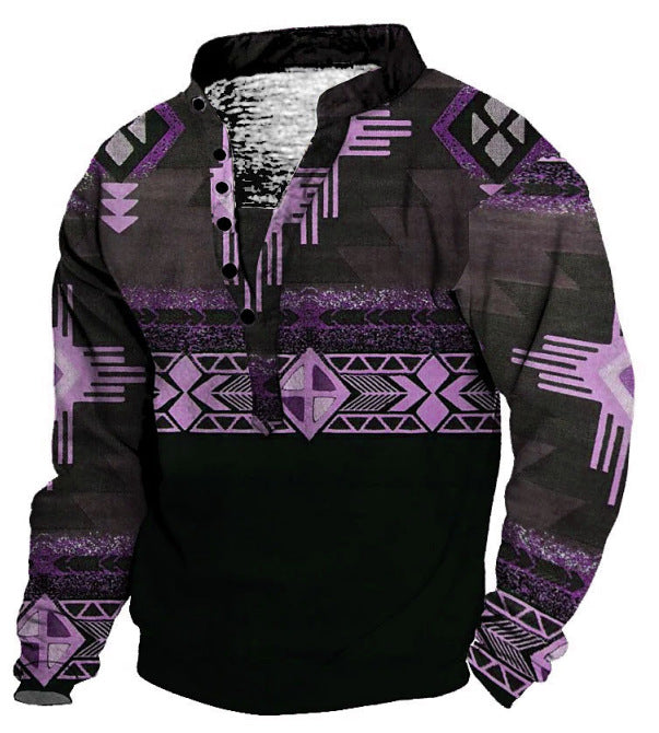 Men's Ethnic Totem Vintage Print Outdoor Casual Sweatshirt
