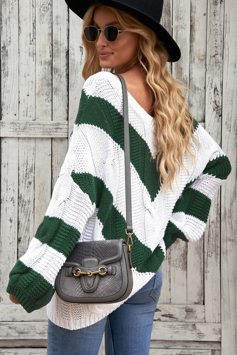 Color Block Drop Shoulder Oversize Sweater