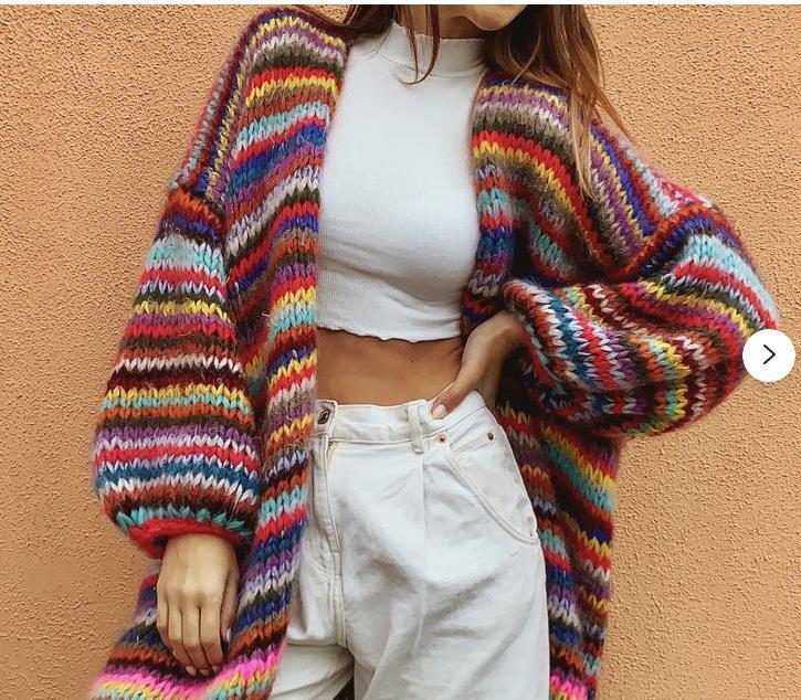 Knit Sweater Striped Hippocampus Female Long Hair