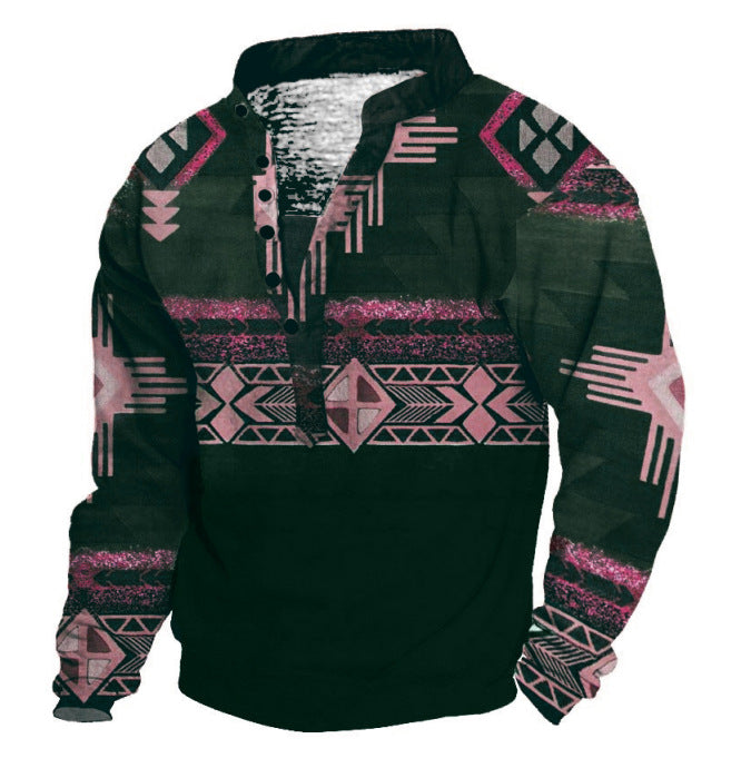Men's Ethnic Totem Vintage Print Outdoor Casual Sweatshirt