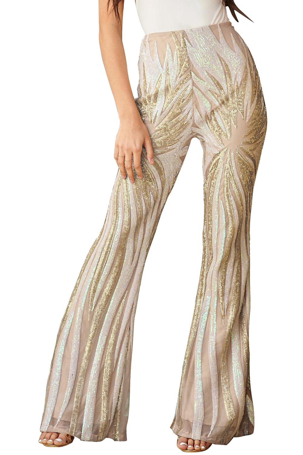 Sunburst Sequin Kick Flare Pants