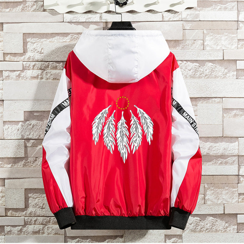 Men's Feather Two Tone Casual Hooded Jacket