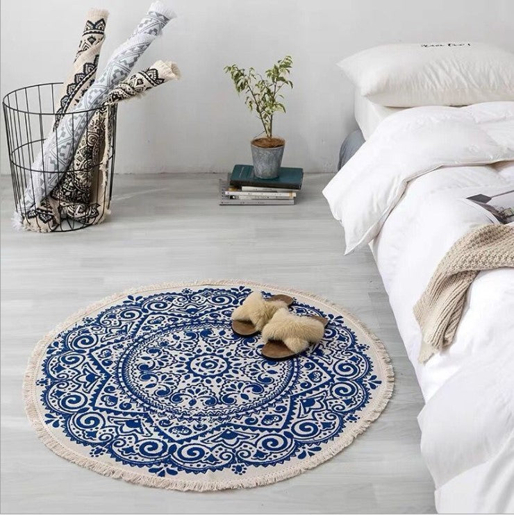 Nordic Cotton And Linen Round Carpet Retro Decoration