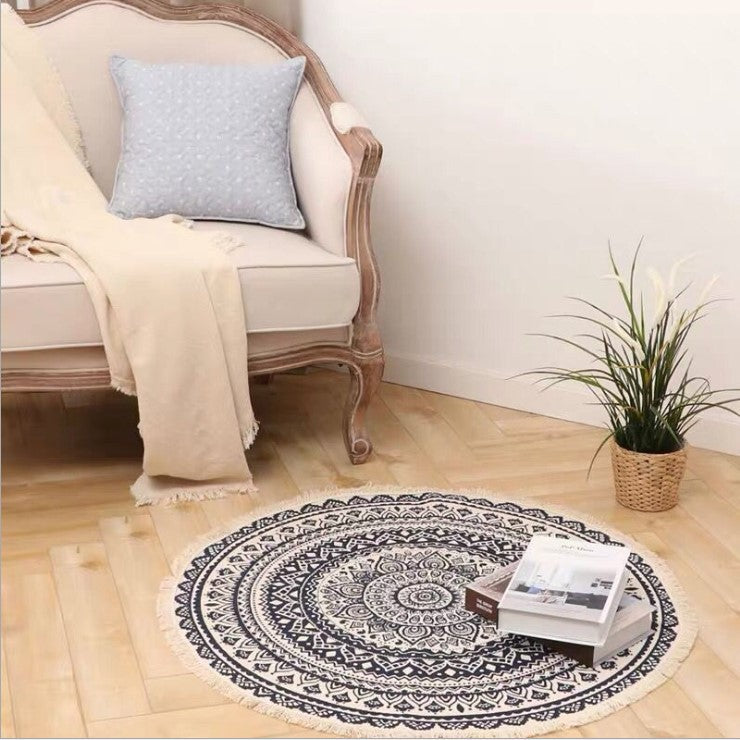 Nordic Cotton And Linen Round Carpet Retro Decoration